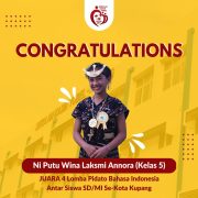 Ni Putu Wina Laksmi Annora Siswi Sekolah Kasih Yobel Kupang berhasil meraih juara 4 mengalahkan 106 peserta lomba pidato antar siswa SD/MI se-Kota Kupang